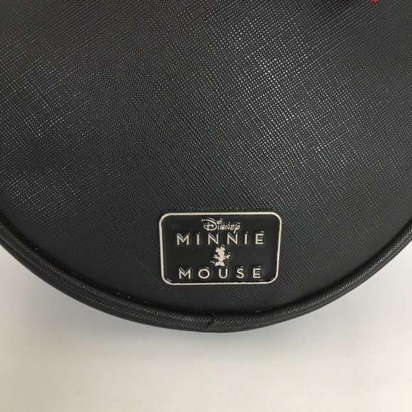 Disney Minnie Mouse Crossbody Bag Black With Red Polka Dot Bow Adjustable Strap - Picture 3 of 14